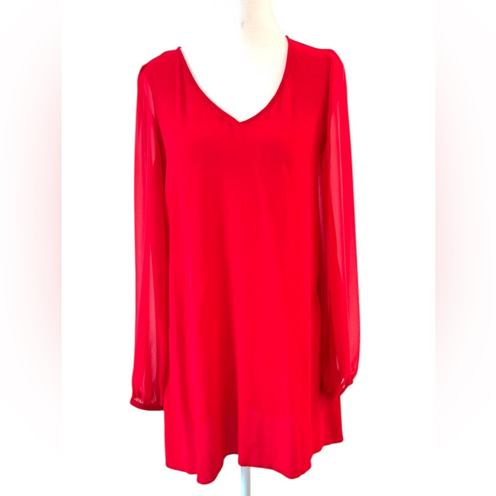 Express Red Long Sleeve Relaxed Tunic